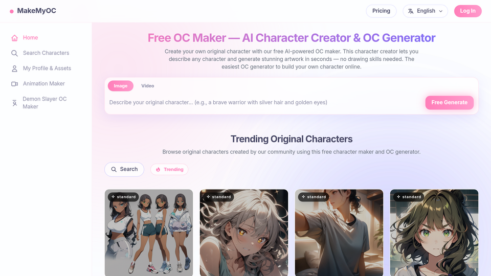 Screenshot of MakeMyOC - Free OC Maker