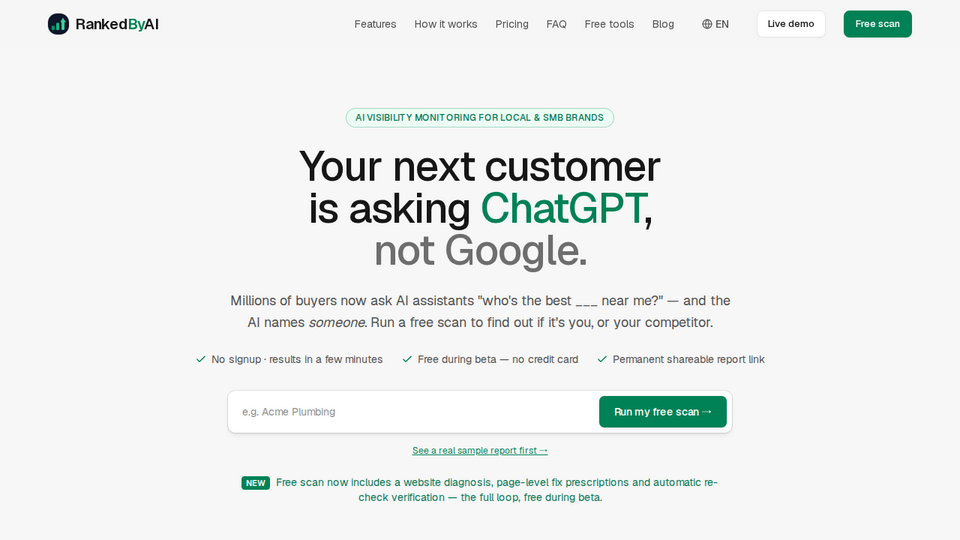 Screenshot of RankedByAI