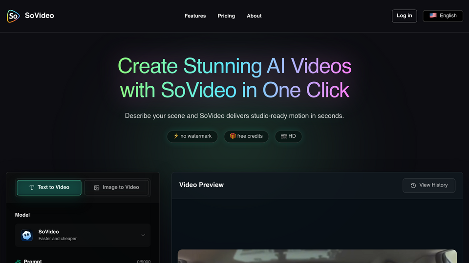 Screenshot of sovideo: AI Video Gen