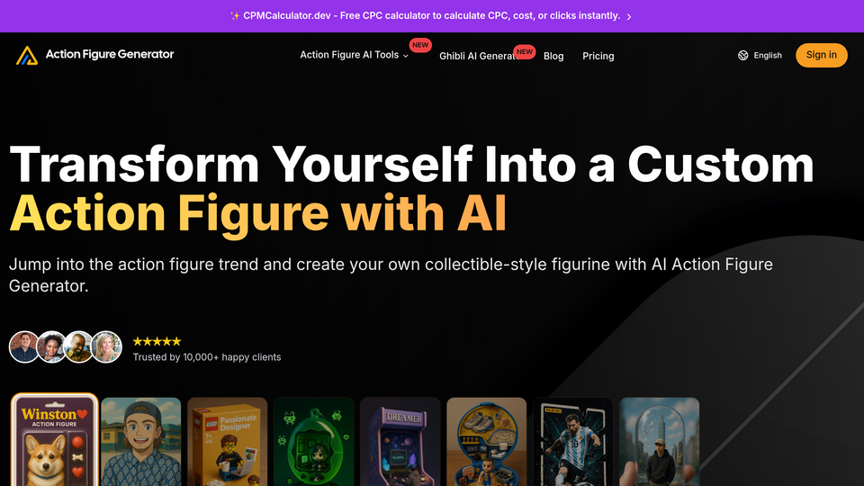 Screenshot of Action Figure Generator