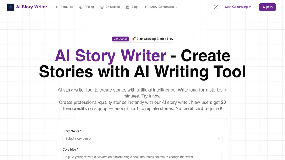 Screenshot of AI Story Writer