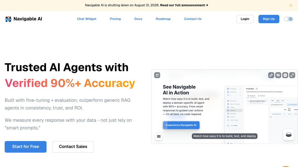 Screenshot of Navigable AI