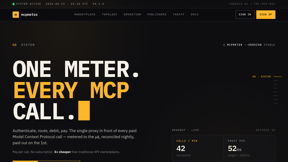 Screenshot of MCPmeter.com