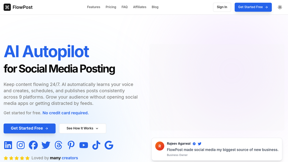 Screenshot of FlowPost