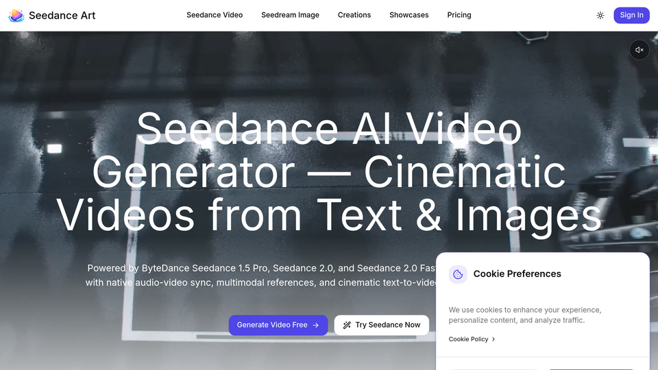Screenshot of Seedance Art