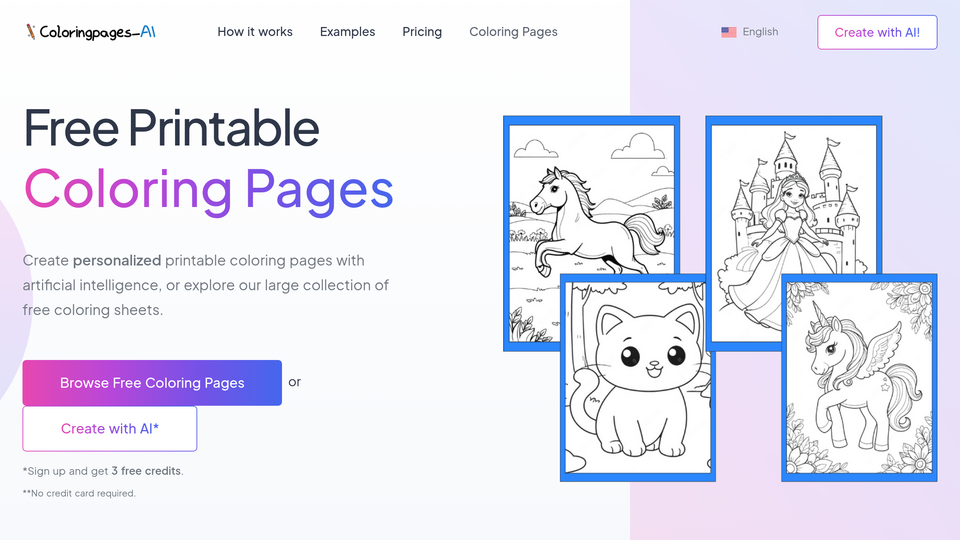 Screenshot of ColoringPages-AI
