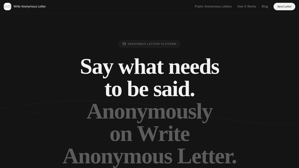 Screenshot of Write Anonymous Letter