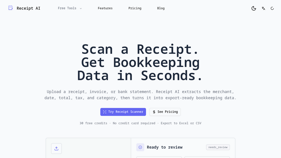 Screenshot of Receipt AI
