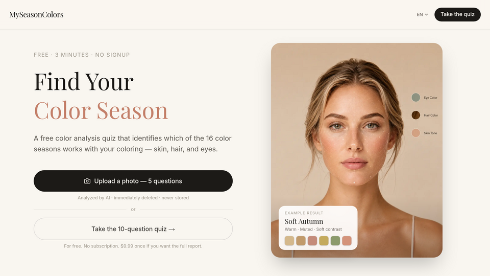 Screenshot of MySeasonColors