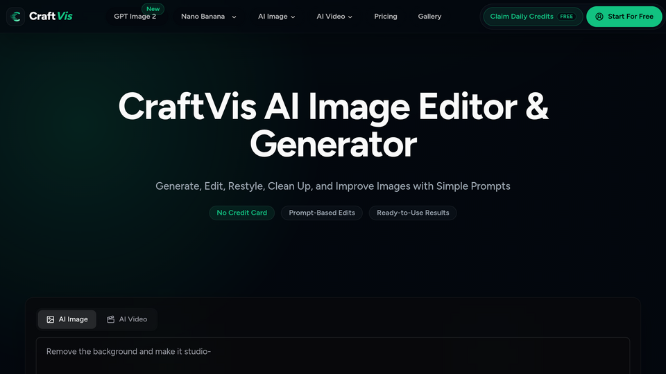 Screenshot of CraftVis AI Image Editor
