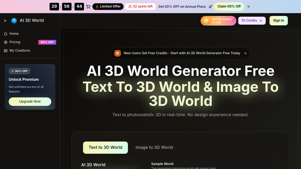Screenshot of AI 3D World