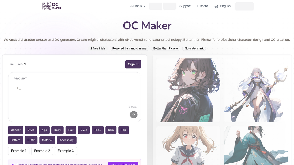 Screenshot of OC Maker