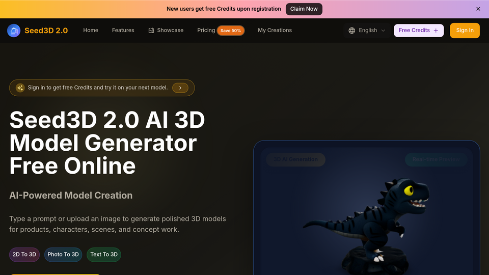 Screenshot of Seed3D 2.0