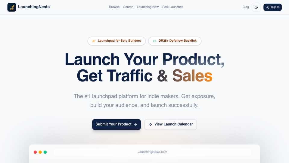 Screenshot of LaunchingNests