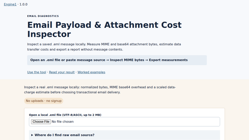 Screenshot of Email Payload Inspector