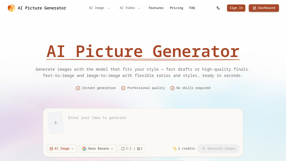 Screenshot of AI Picture Generator