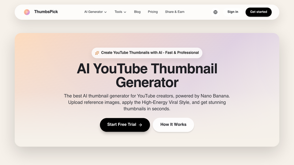 Screenshot of AI YouTube Thumbnail Gen