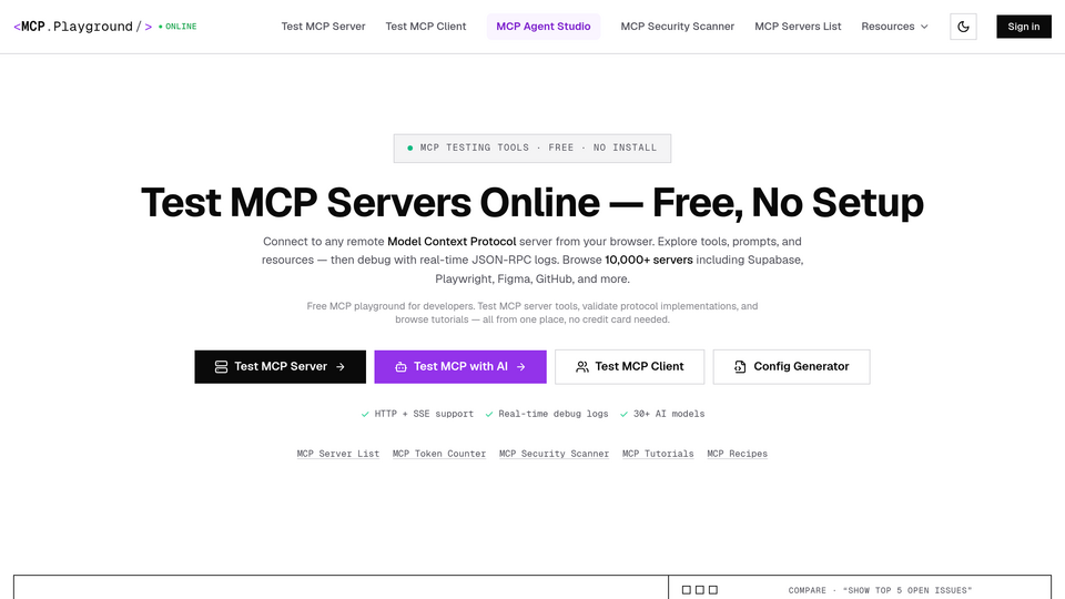 Screenshot of MCP Playground Online