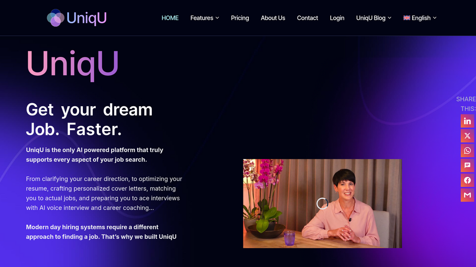 Screenshot of UniqU