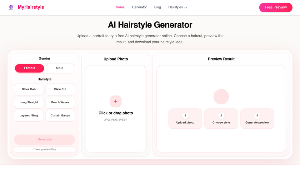 Screenshot of MyHairstyle