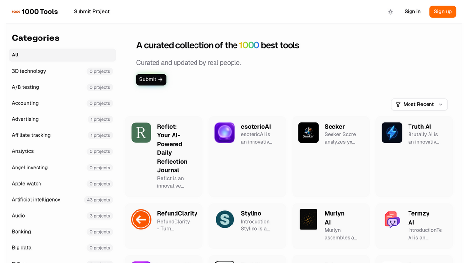 Screenshot of 1000tools