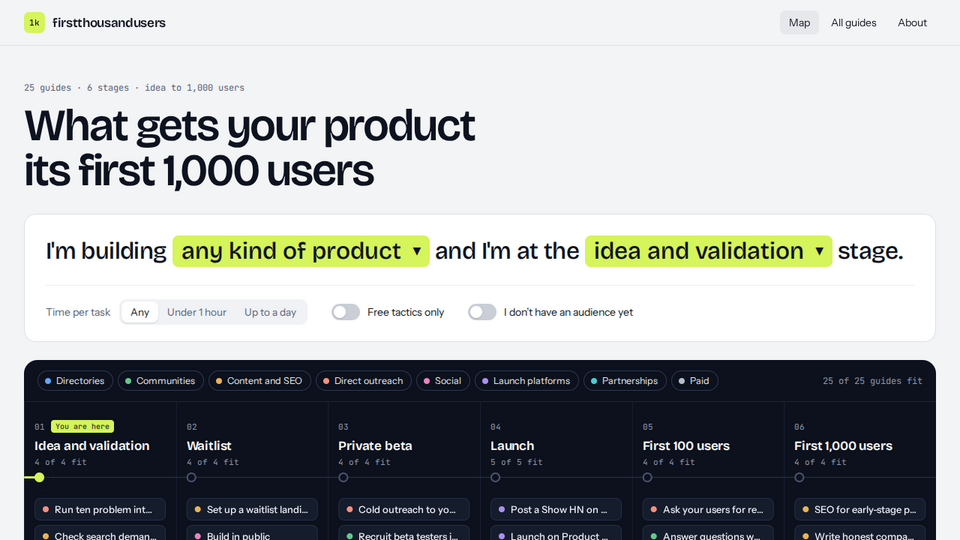 Screenshot of First 1,000 Users