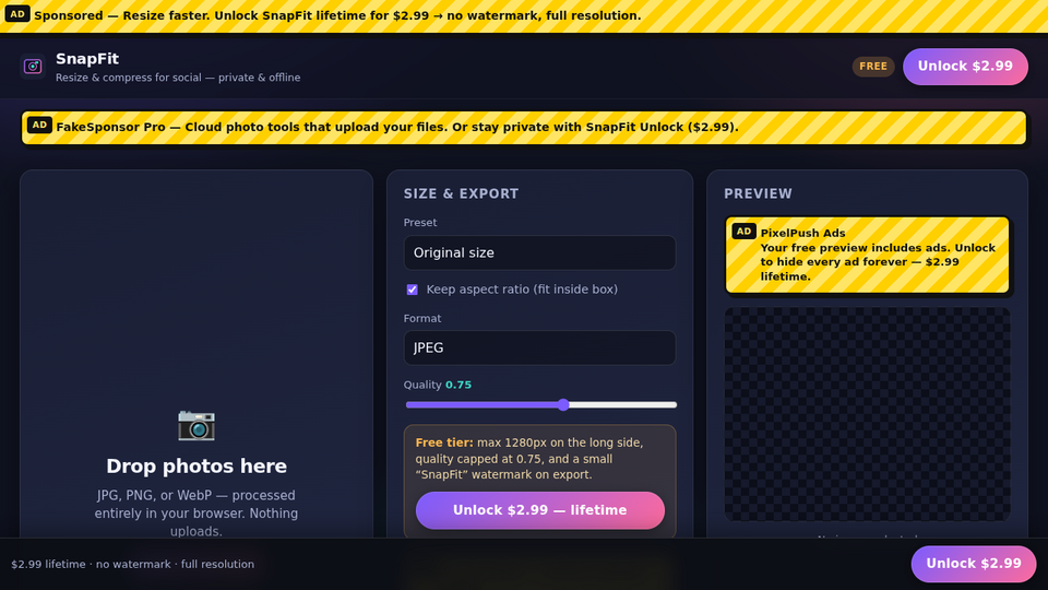 Screenshot of SnapFit