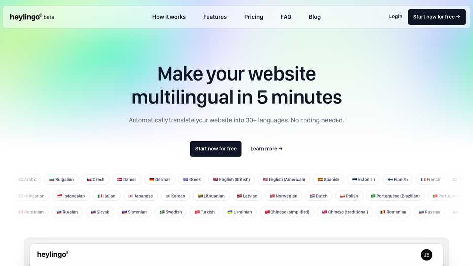 Screenshot of Heylingo