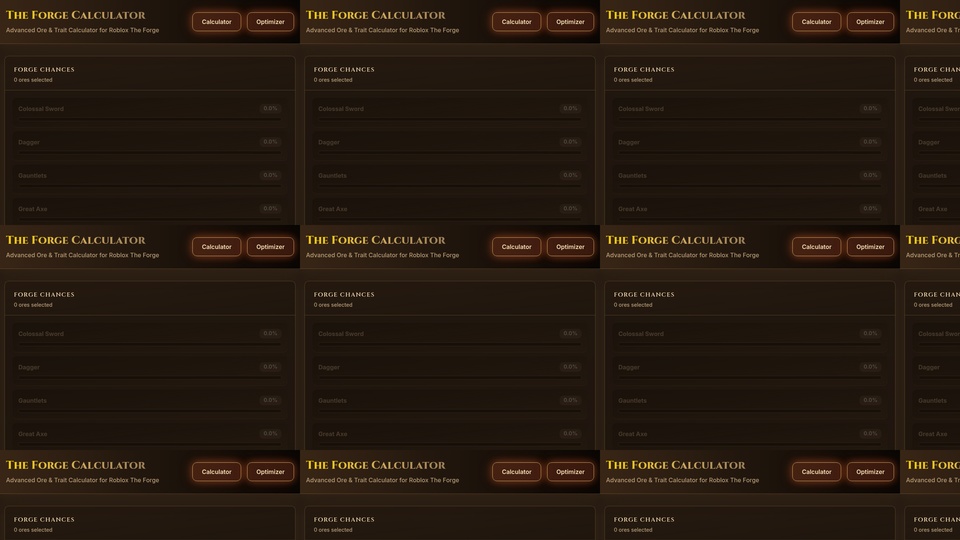 Screenshot of The Forge Calculator