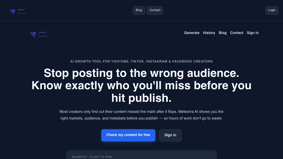 Screenshot of Meteorra AI