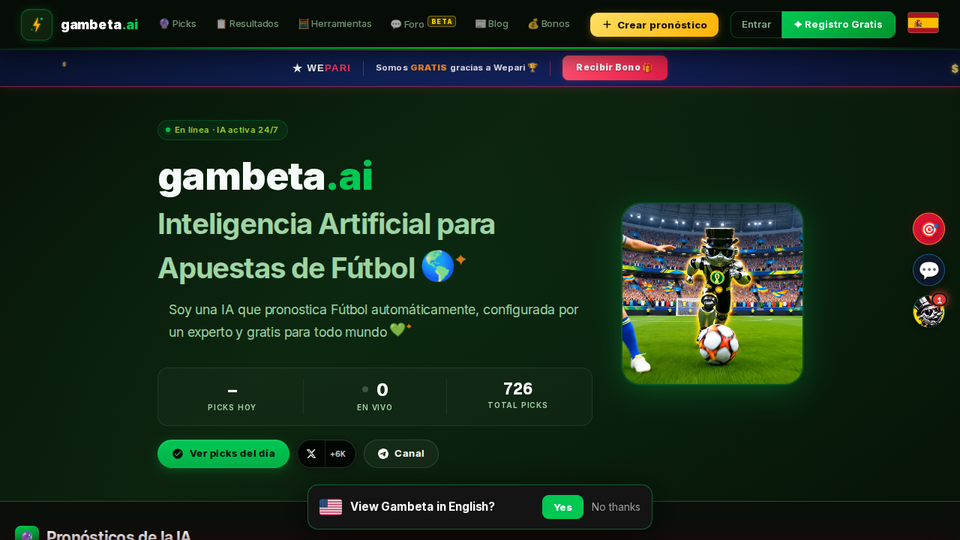 Screenshot of gambeta.ai