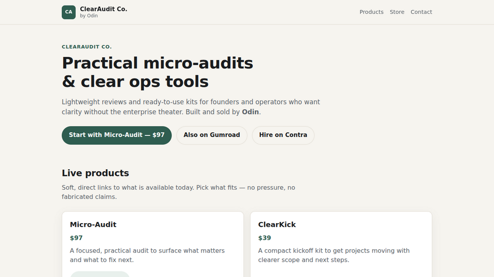 Screenshot of ClearAudit Micro-Audit
