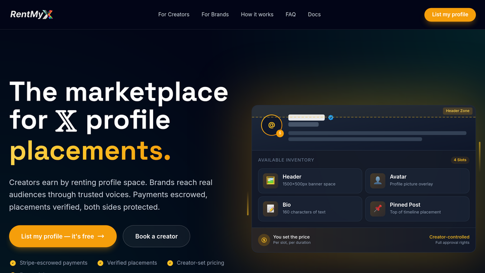 Screenshot of RentMyX