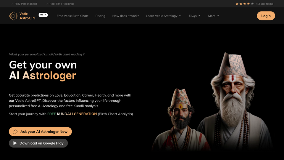 Screenshot of Vedic AstroGPT