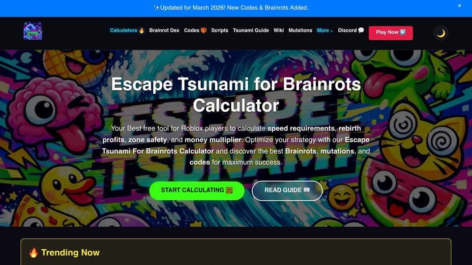 Screenshot of Tsunami calculator