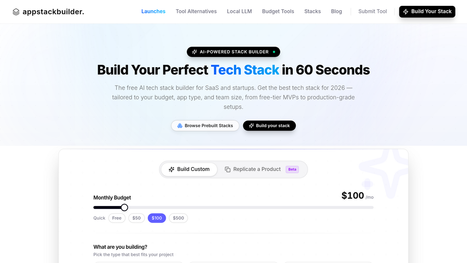 Screenshot of appstackbuilder