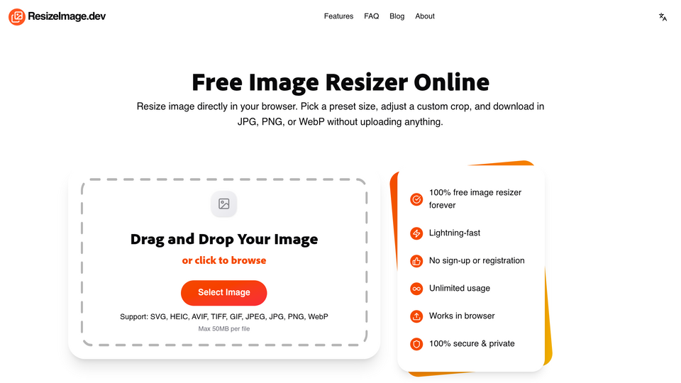 Screenshot of ResizeImage.dev
