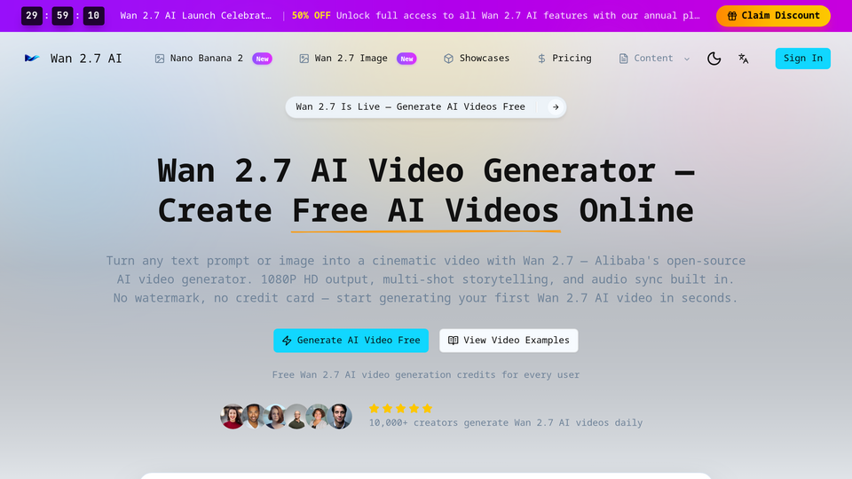 Screenshot of Wan 2.7 AI