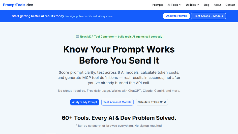 Screenshot of PromptTools.dev
