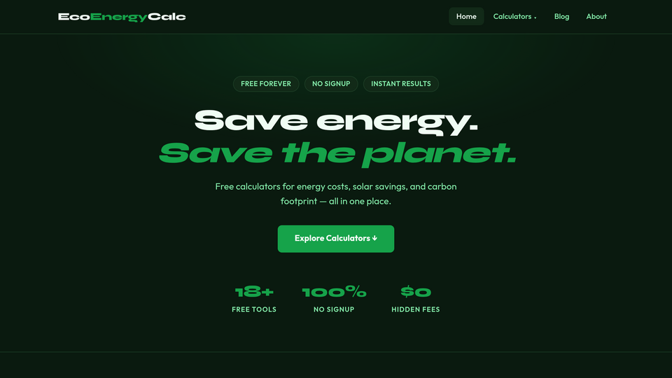 Screenshot of EcoEnergyCalc