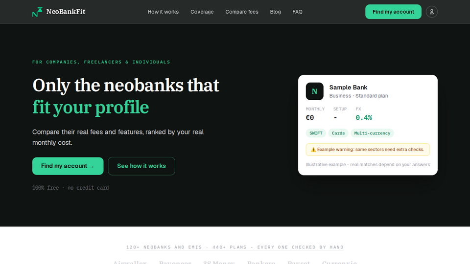 Screenshot of NeoBankFit