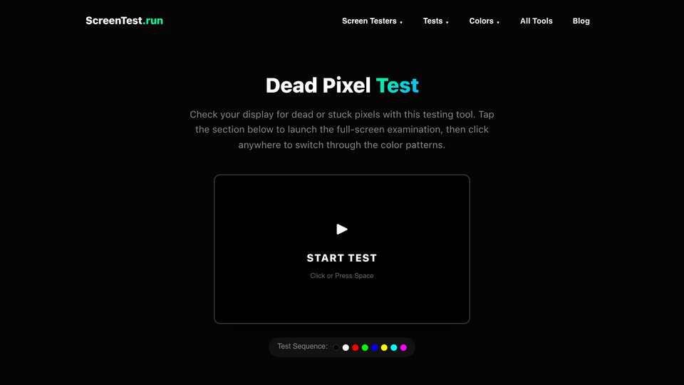 Screenshot of screentest