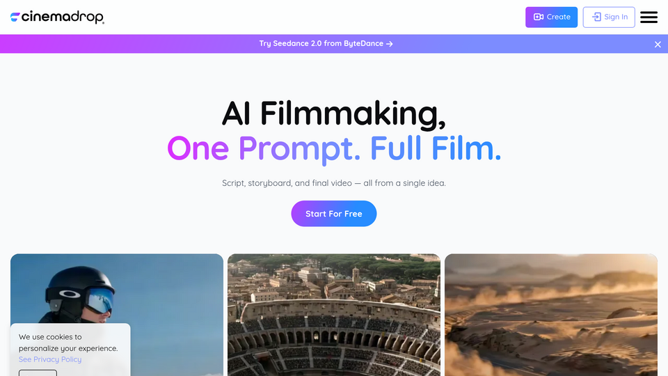 Screenshot of CinemaDrop