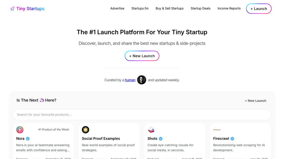 Screenshot of Tiny Startups