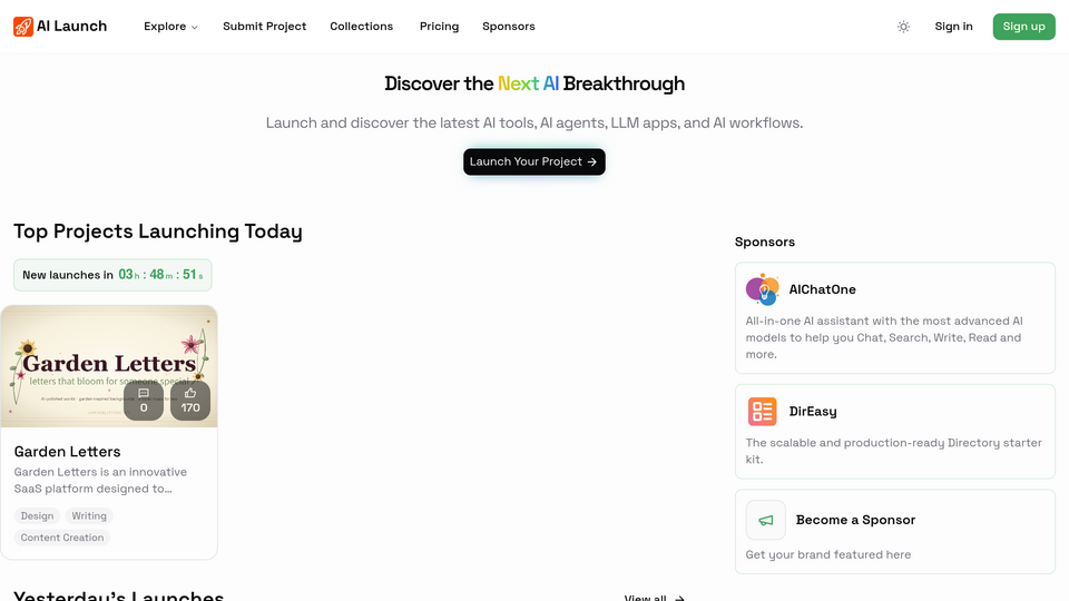 Screenshot of AI Launch