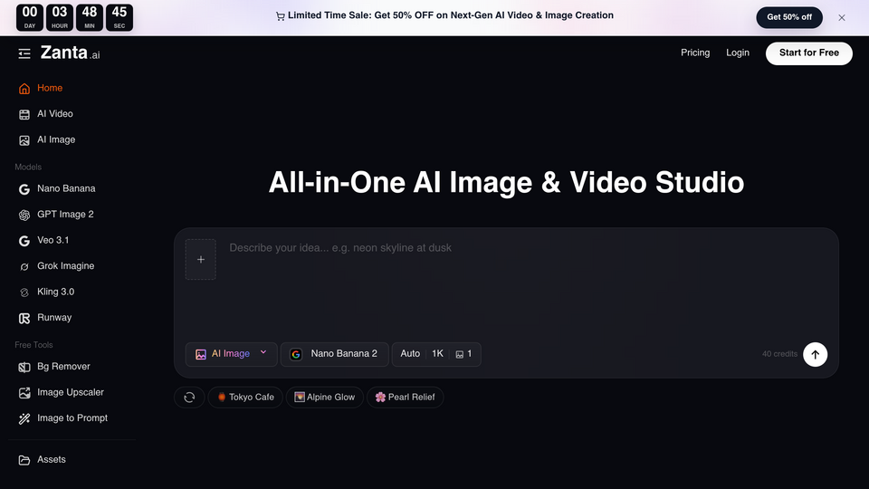 Screenshot of Zanta AI