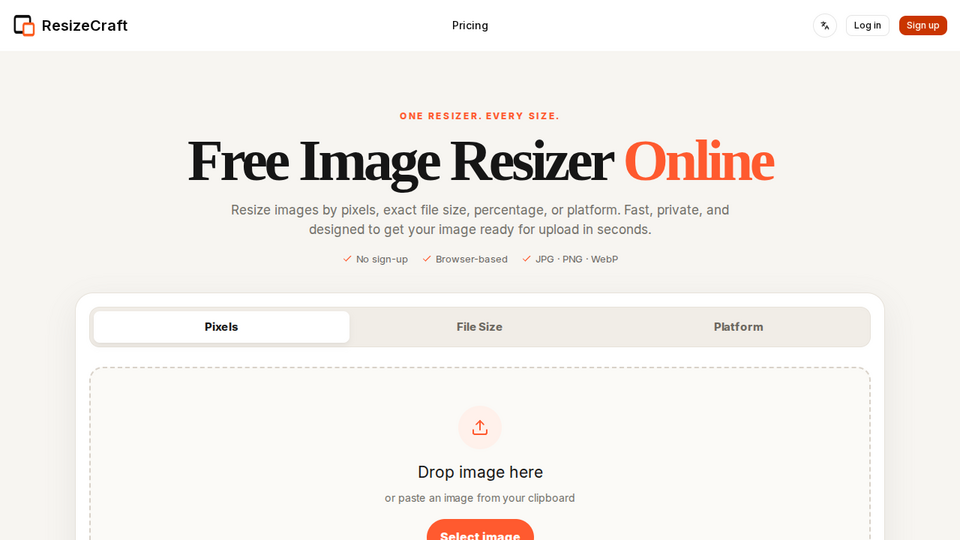 Screenshot of ResizeCraft