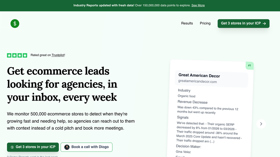 Screenshot of Ecommerce Leads