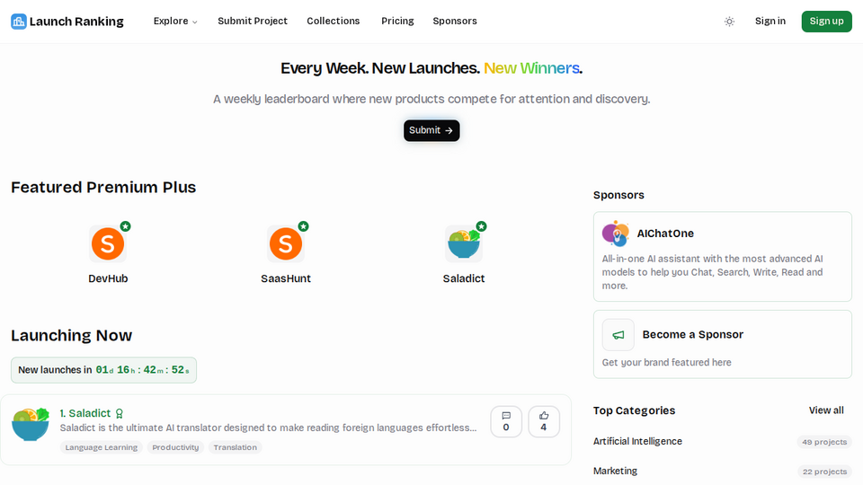 Screenshot of LaunchRanking