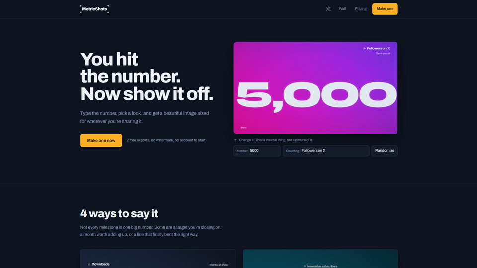 Screenshot of MetricShots